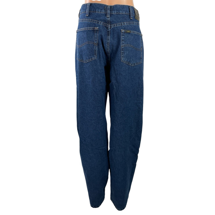 Lee Women's Blue High Waisted Relaxed Fit Straight Leg Denim Jeans Pants 34x34