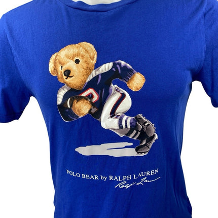 Ralph Lauren Polo Bear Blue Short Sleeve Crew Neck Graphic Tee T-Shirt Top Sz L