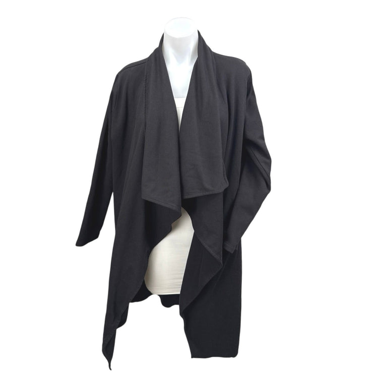 Breakout Black Draped Open Front Long Sleeve Asymmetric Cardigan Sweater Top M