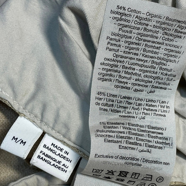Selected Men's Beige Linen Drawstring Chino Khaki Bermuda Golf Shorts Size M