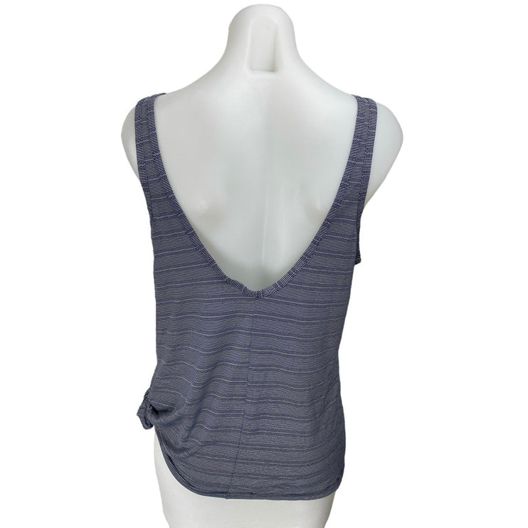 Athleta Max Out Blue Striped Sleeveless Tie Knot Activewear Fitness Tank Top M