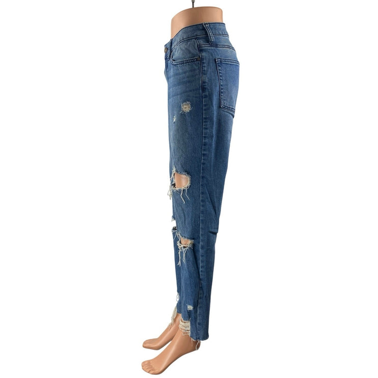 Rewash Women's Blue Distressed High Waisted Straight Leg Denim Jeans Size 5
