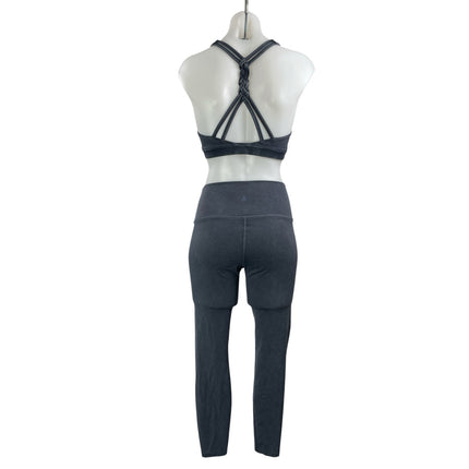 SOUL Cycle Gray Athletic Sports Bra & High Waist Legging Pants Activewear Set S