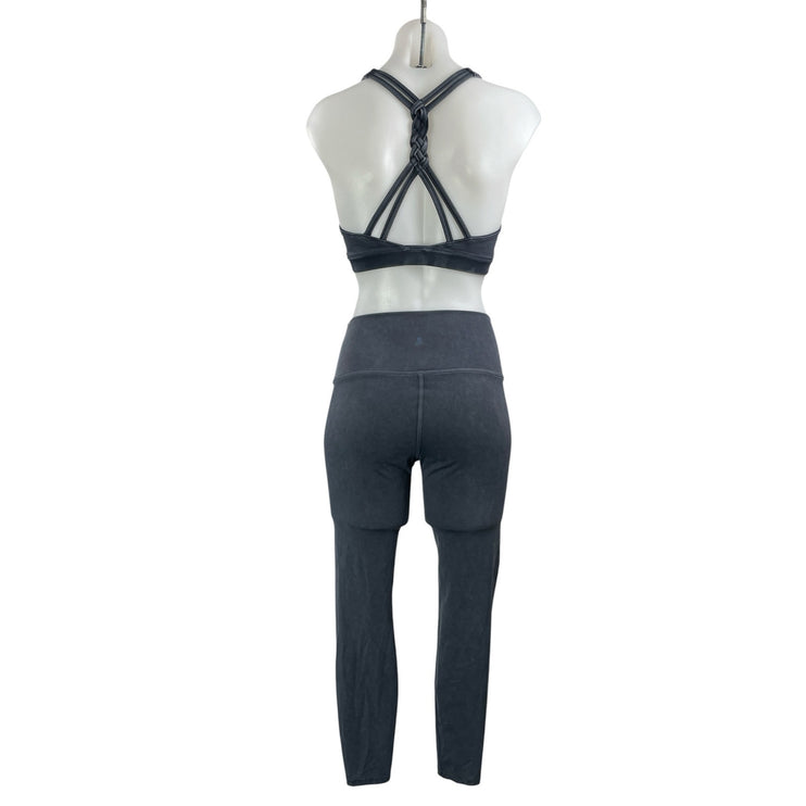 SOUL Cycle Gray Athletic Sports Bra & High Waist Legging Pants Activewear Set S