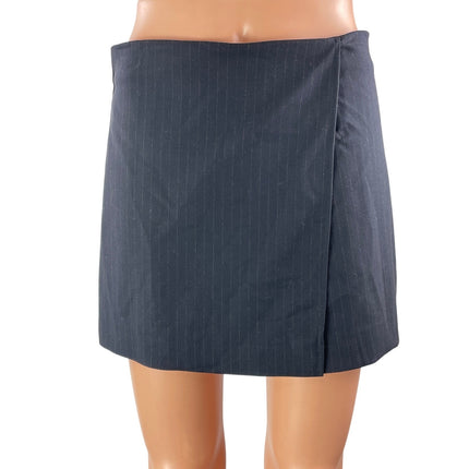 Zara Women's Black Pinstriped High Waisted Slit Mini Shorts Skirt Skorts Size S