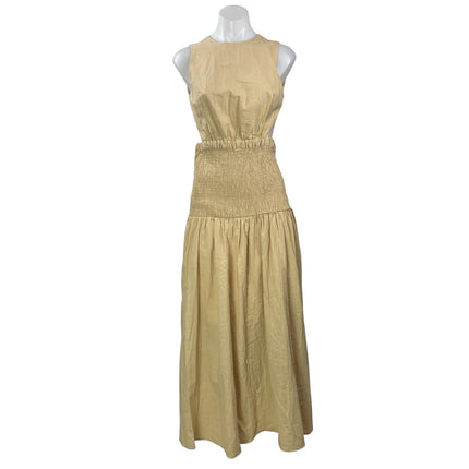 SNDYS x REVOLVE Lottie Beige Smocked Drop Waist Fit & Flare Maxi Dress Size S