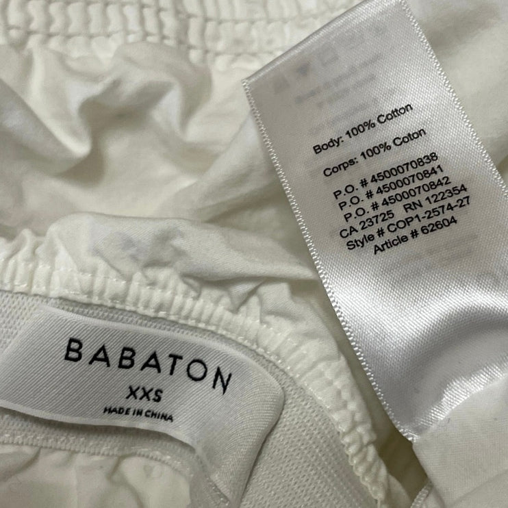 Aritzia Babaton White Strapless Bandeau Tiered Ruffle Peplum Blouse Top Size XXS