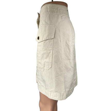 Banana Republic White Linen Button Knee Length Straight Pencil Cargo Skirt Sz 0