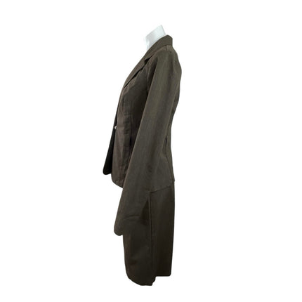 BCX Brown Long Sleeve Notch Lapel Blazer Coat Jacket Pencil Skirt Suit Set Sz L