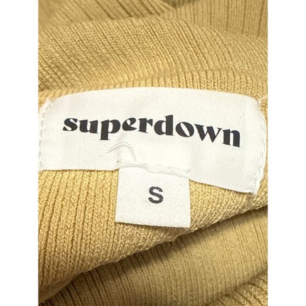 NEW Superdown Tasha Toast Beige Rib Knit Cutout Turtleneck Mini Bodycon Dress S