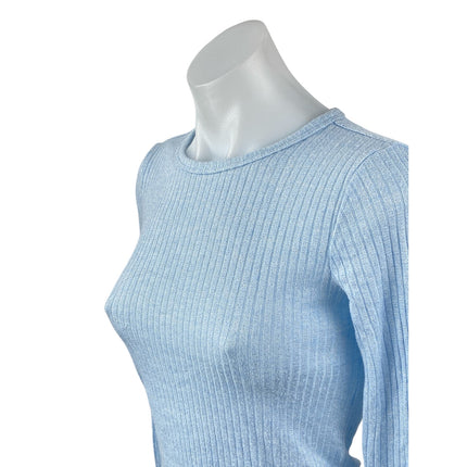 Old Navy Women's Blue Long Sleeve Ribbed Knit Crew Neck Slim Sweater Top Size S