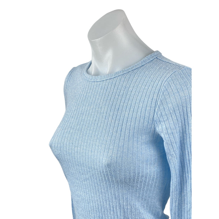 Old Navy Women's Blue Long Sleeve Ribbed Knit Crew Neck Slim Sweater Top Size S