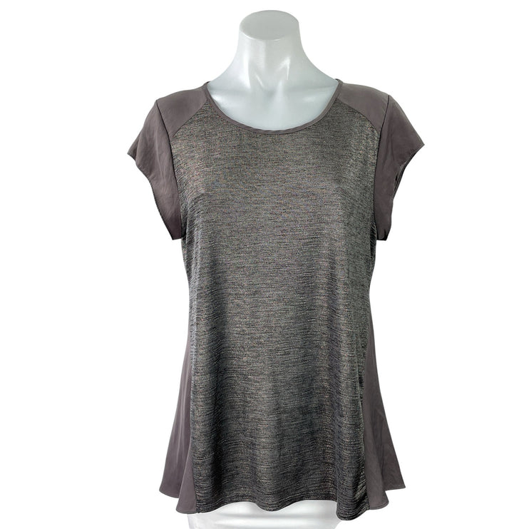 APT.9 Women's Gray Heather Short Sleeve Scoop Neck T Shirt Tee Tunic Top Size M