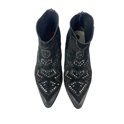 Zadig & Voltaire Modz Neo Clous Black Back Zip Pointed Toe Ankle Boots Size 9.5