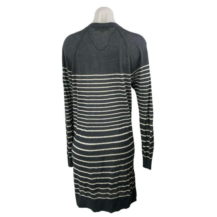 Ann Taylor LOFT Womens Gray Striped Long Sleeve Long Cardigan Sweater Top Size M