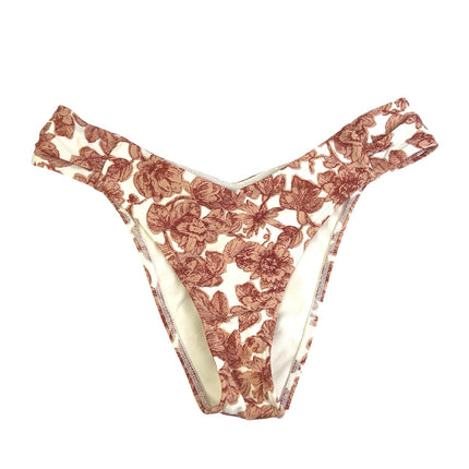 Abercrombie & Fitch Brown Cream Floral Cheeky Beach Swim Bikini Bottom Size M