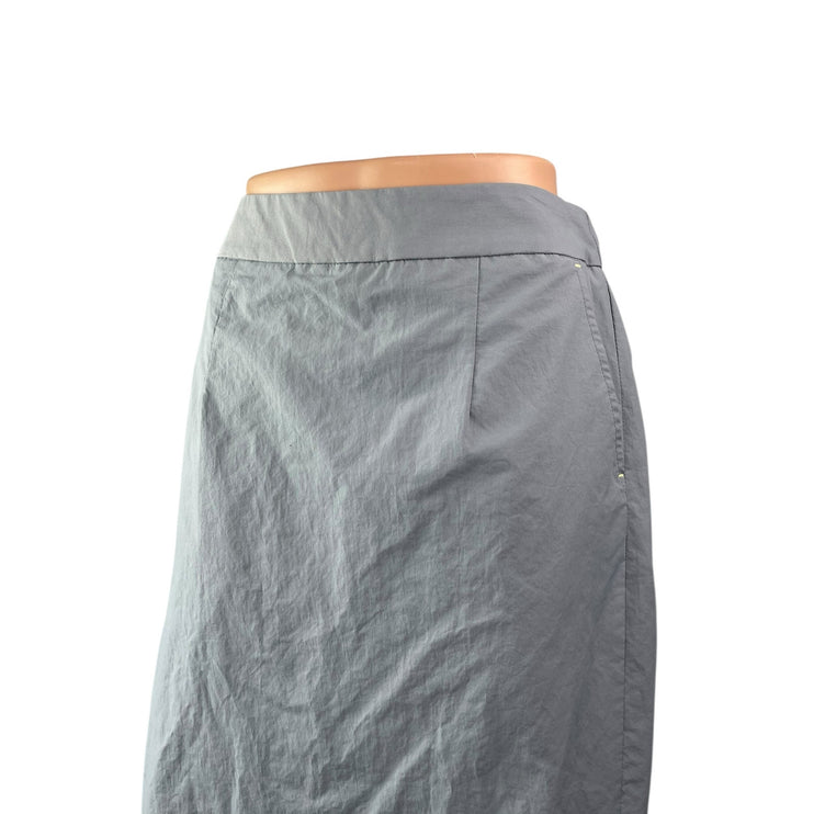 Lebrown Women's Gray High Waisted Pull On Back Slit Midi Pencil Skirt Size M