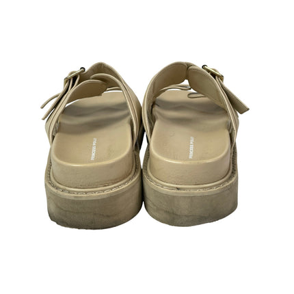 Princess Polly Ma Belle Women's Cream Double Buckle Strap Flats Slides Sandals 9