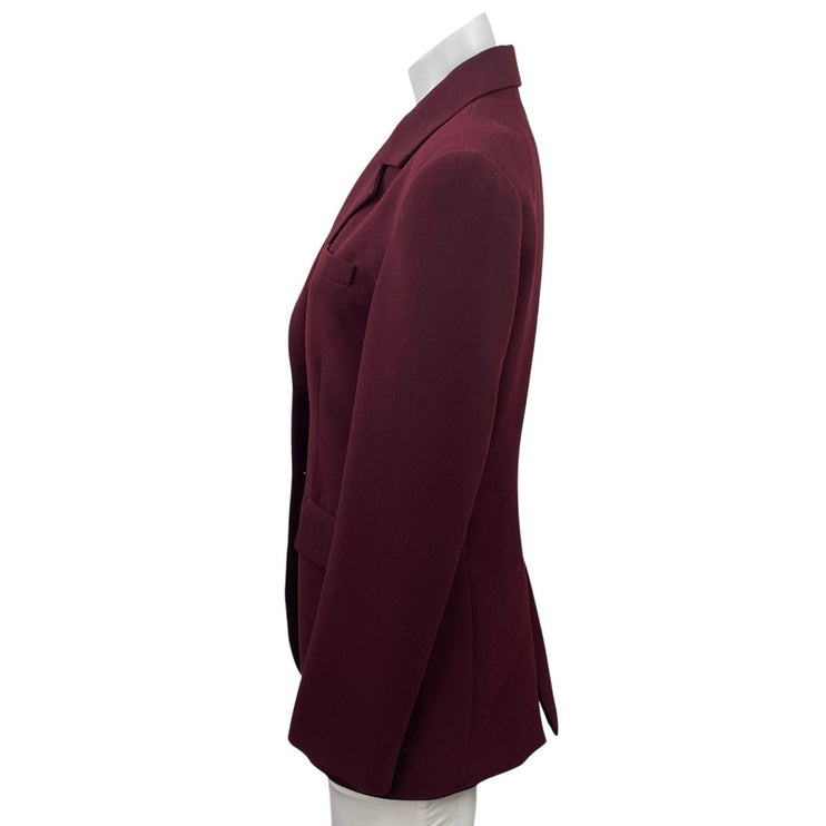 Zara Women Red Burgundy Long Sleeve Notch Lapel Blazer Coat Suit Jacket Size XS