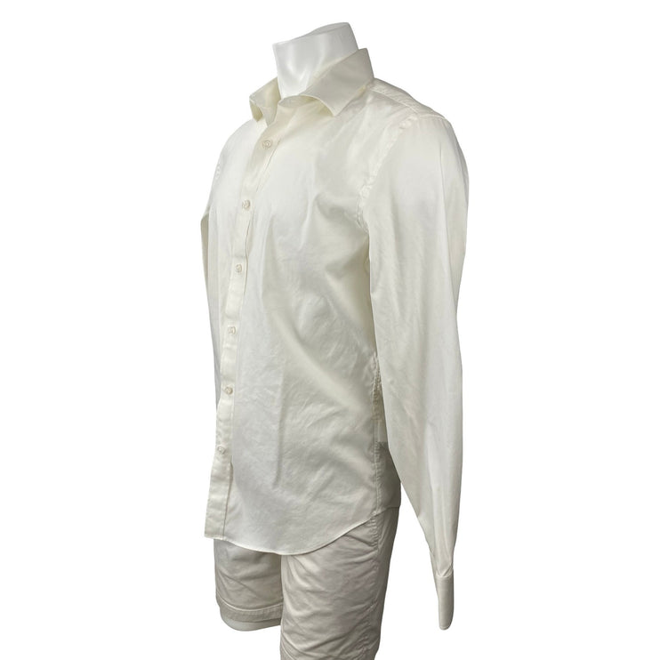 J.Crew Tech Men's White Slim Fit Long Sleeve Career Button Down Shirt Top Size L