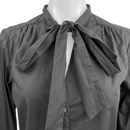 NEW Gap Black 100% Cotton Tie Neck Long Sleeve Button Down Shirt Top Size XS