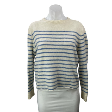 Reformation Women's Cream Blue Cashmere Long Sleeves Striped Sweater Top Size S