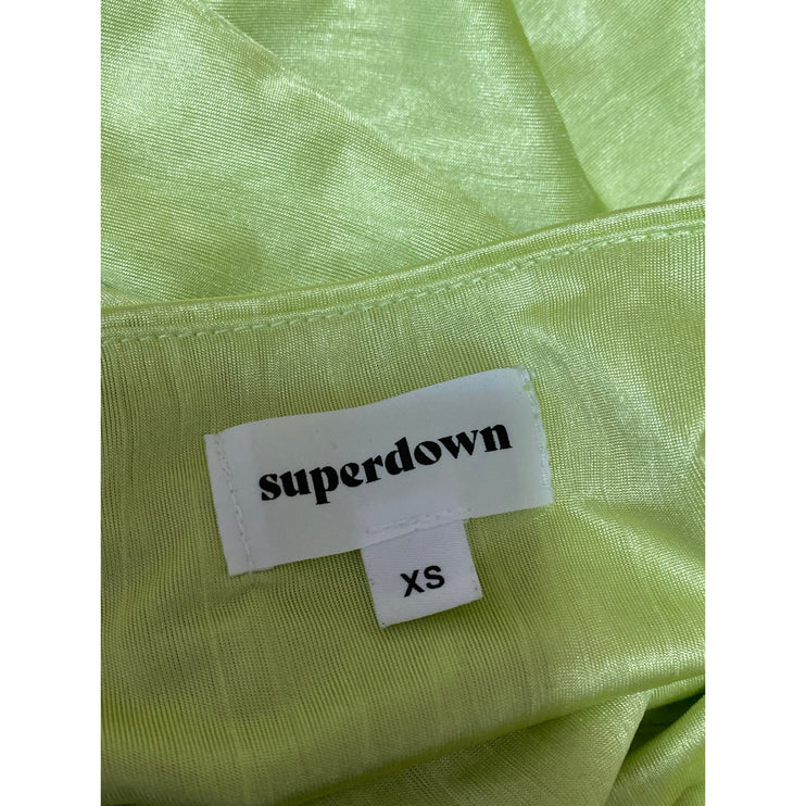 Superdown Green Silk Satin High Waisted Side Slit Pencil Slip Maxi Skirt Size XS