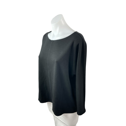 Nordstrom Women's Black Boat Neck Long Sleeve Knit Boxy T Shirt Tee Top Size L