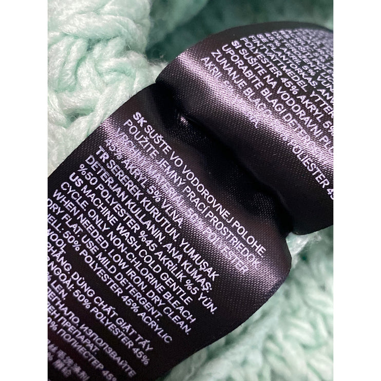 H&M Womens Green Ribbed Knit Turtleneck Long Sleeve Pullover Sweater Top Size XS