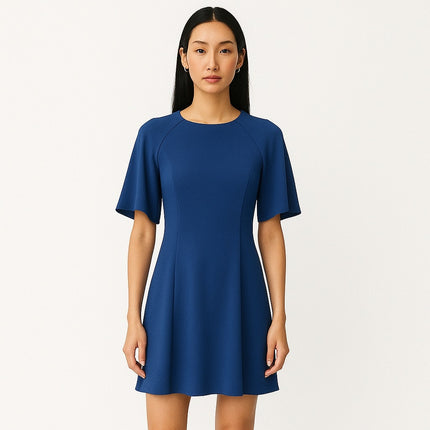 Zara Women's Blue Short Sleeve Square Neck Flared Mini A Line Dress Size S