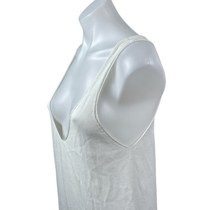 Knititude Women's White Knit Sleeveless Deep V Neck Slit Tank Midi Dress Size M