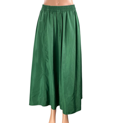 Zara Women's Green Pleated Elastic Waist Flowy Casual Maxi A-line Skirt Size M/L