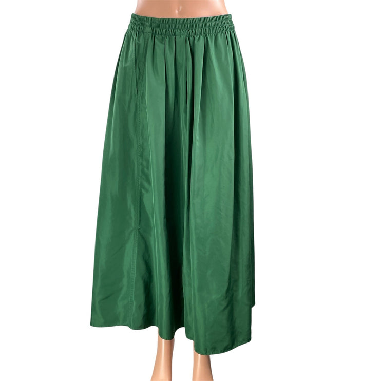 Zara Women's Green Pleated Elastic Waist Flowy Casual Maxi A-line Skirt Size M/L