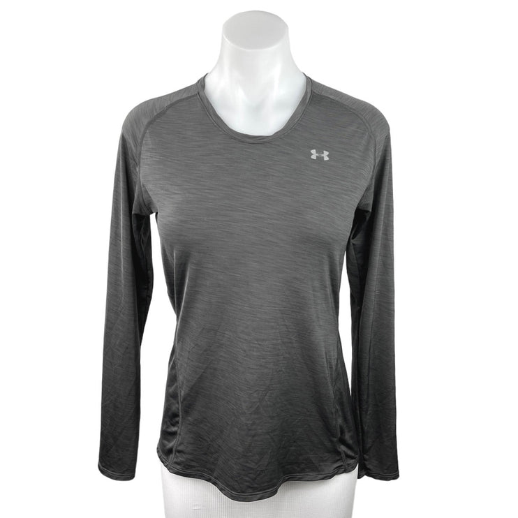 Under Armour Gray Crew Neck Long Sleeve Semi Fitted Heat Gear Top Size S/M