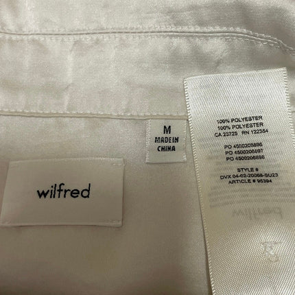 Aritzia Wilfred White Ivory Silk Satin Short Sleeve Button Down Cropped Shirt M