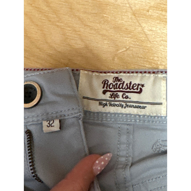 The Roadster Life Co Men's Blue Bermuda Cuffed Chino Khaki Casual Shorts Size 32