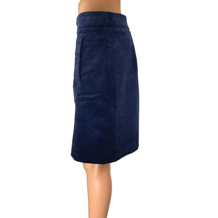 Ann Taylor Women's Blue Corduroy Velvet Knee Length Straight Pencil Skirt Size 2