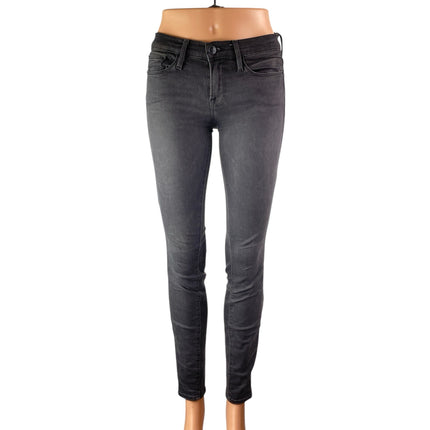 Frame Women Black Washed Knightrider Mid Rise Slim Fit Skinny Denim Jeans Sz 25