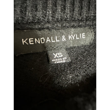 Kendall & Kylie Black Long Balloon Sleeve Crew Neck Cropped Sweater Top Size XS