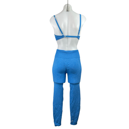 Gymshark Vital Seamless Women's Blue Sports Bra Short & Legging Pant Sets Sz M