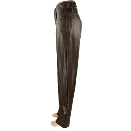 Abercrombie & Fitch 90's Straight Brown Faux Leather Ultra High Rise Pants Sz 27