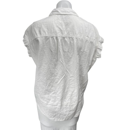 Madewell Women's White Short Sleeve Collar Button Front Shirt Blouse Top Size XS