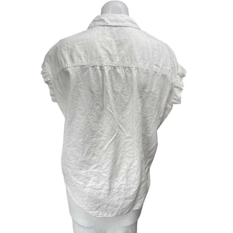 Madewell Women's White Short Sleeve Collar Button Front Shirt Blouse Top Size XS