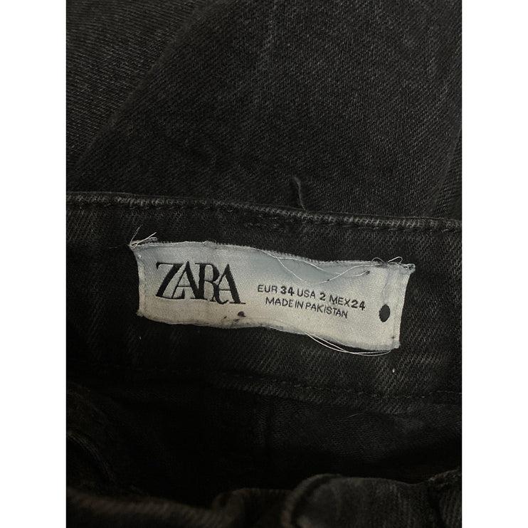 Zara Women's Black Mid Rise Slim Fit Flared Bootcut Leg Denim Jeans Pants Size 2