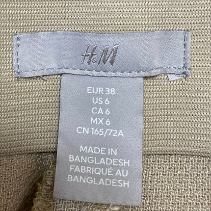 H&M Beige High Rise Pleated Flared Bootcut Bell Bottom Trousers Pants Size 6