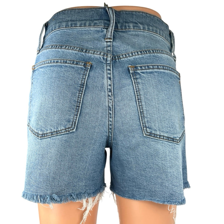 Madewell Women's Blue Button Fly High Rise Cut Off Denim Jean Shorts Size 25