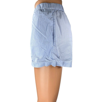 Aritzia Wilfred Blue White Striped Elastic Waist Casual Lounge Sweat Shorts Sz S