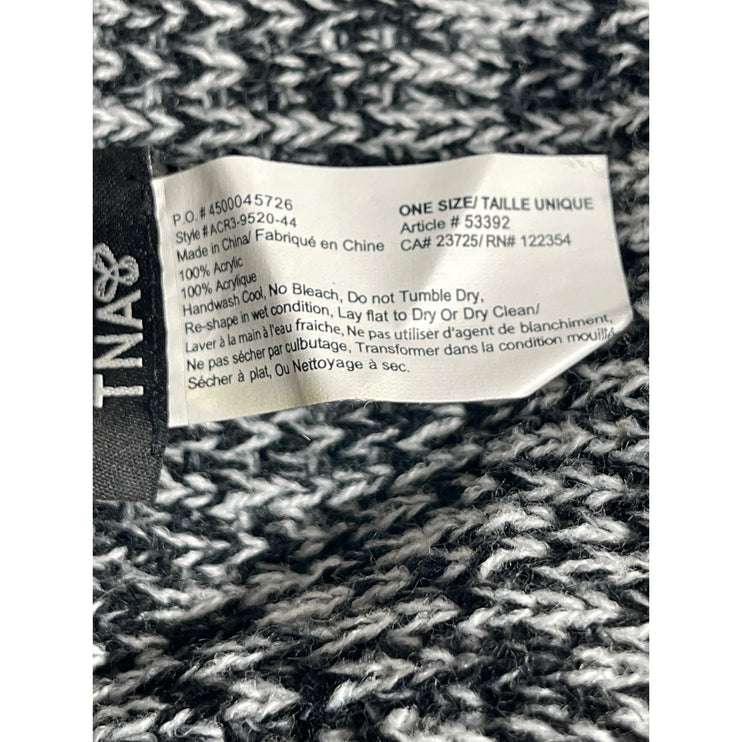 Aritzia TNA Black Marled Knit Cozy Cable Wrap Winter Infinity Neck Scarf OS