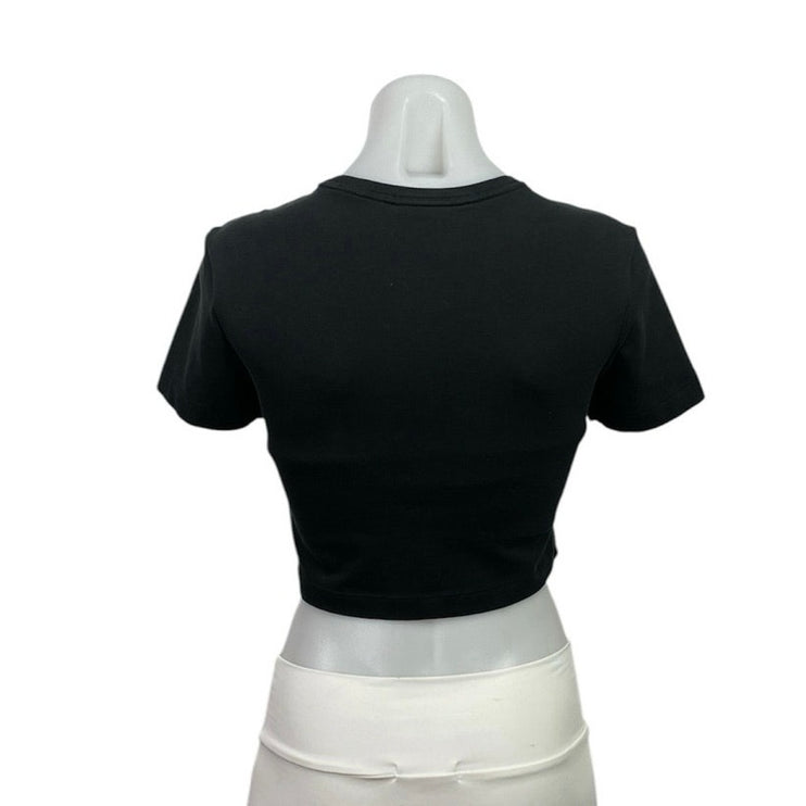 Nike Air Women's Black Short Sleeve Crew Neck Baby Tee T Shirt Crop Top Size S