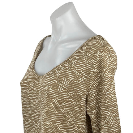 Entro Women's Beige Patterned Fringe Tassels Long Sleeve Bohemian Sweater Top S